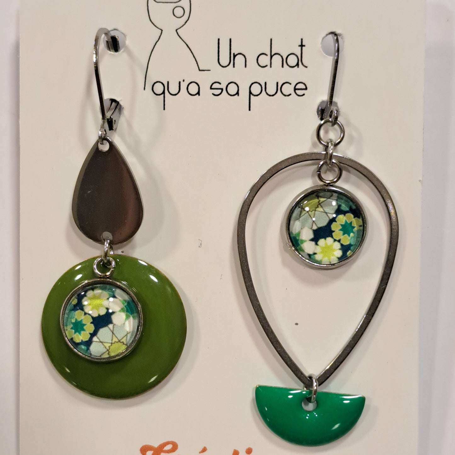 Boucles percées Toronto vert UN CHAT QU'A SA PUCE