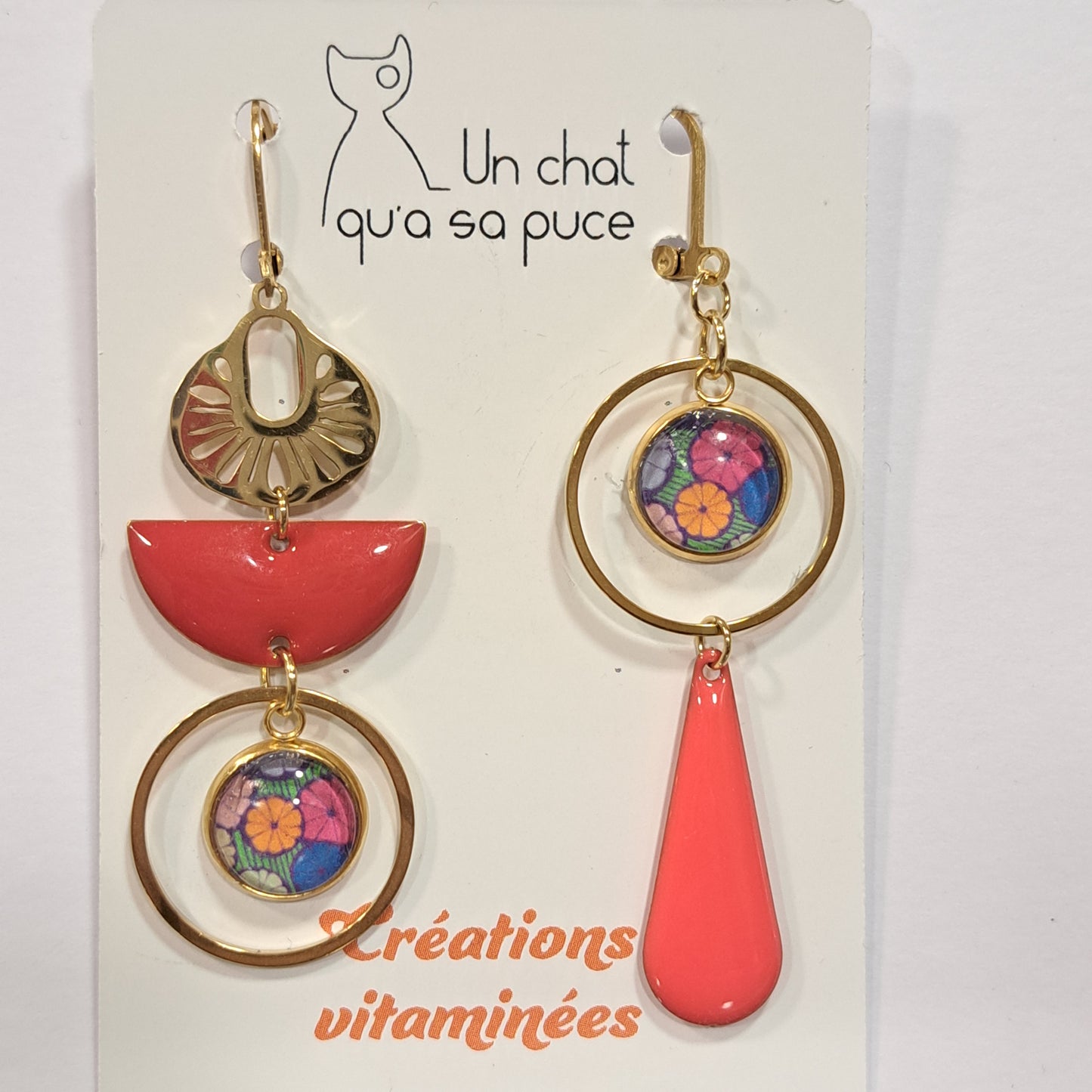 Boucles percées OTTAWA rose or UN CHAT QU'A SA PUCE