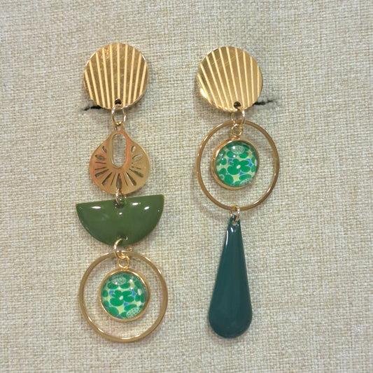 Boucles Clips Ottawa vert or UN CHAT QU'A SA PUCE