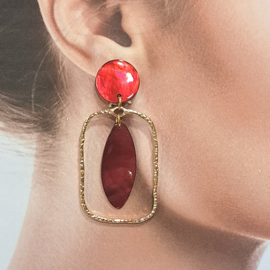 Boucles clips Rectangle rouge LA PETITE SARDINE