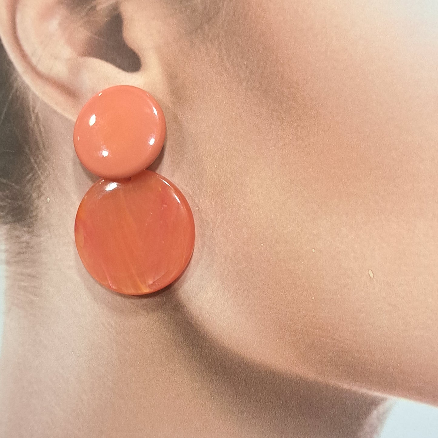 Boucles clips Nuala orange rose corail BELLE MISS