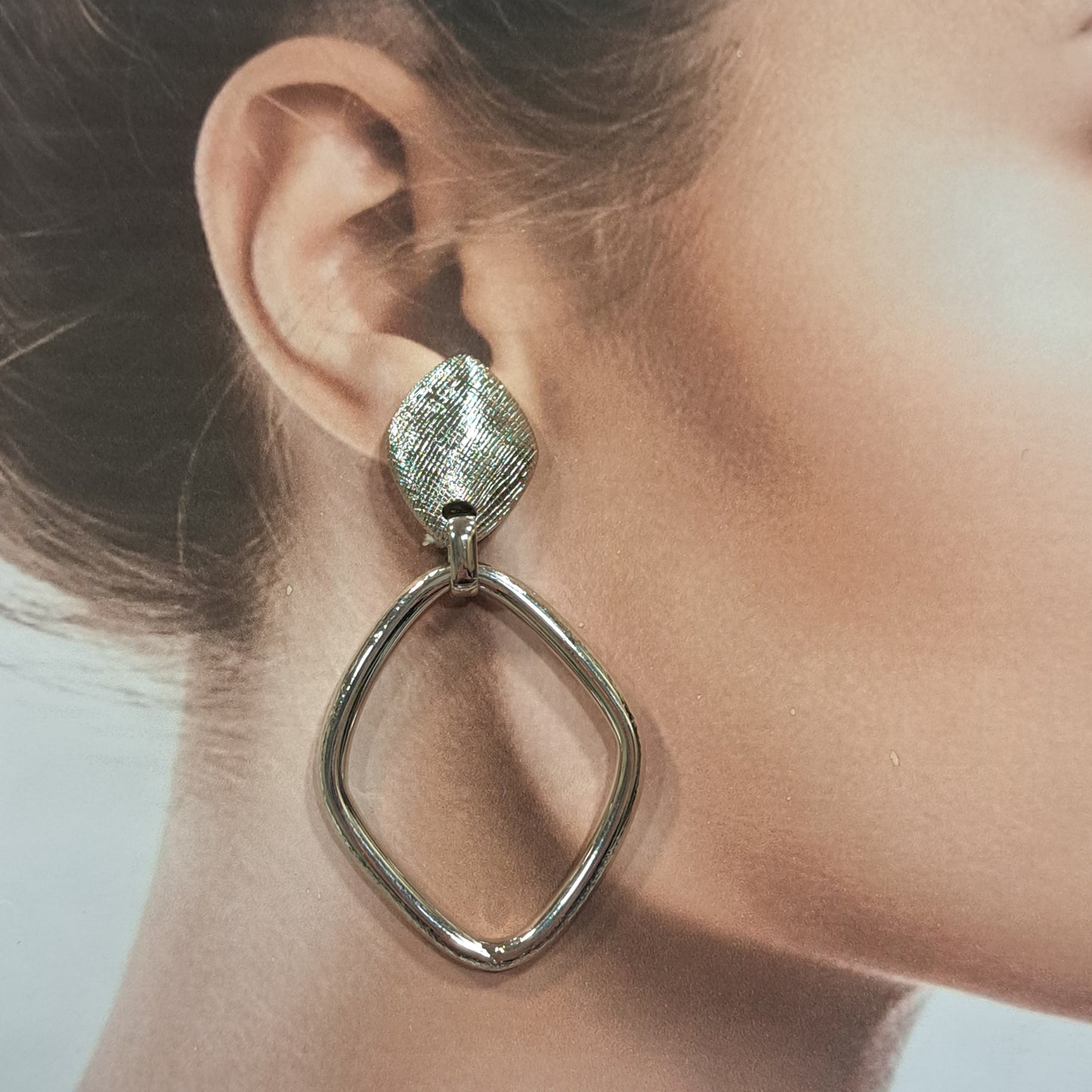 Boucles clips Losange argent BELLE MISS