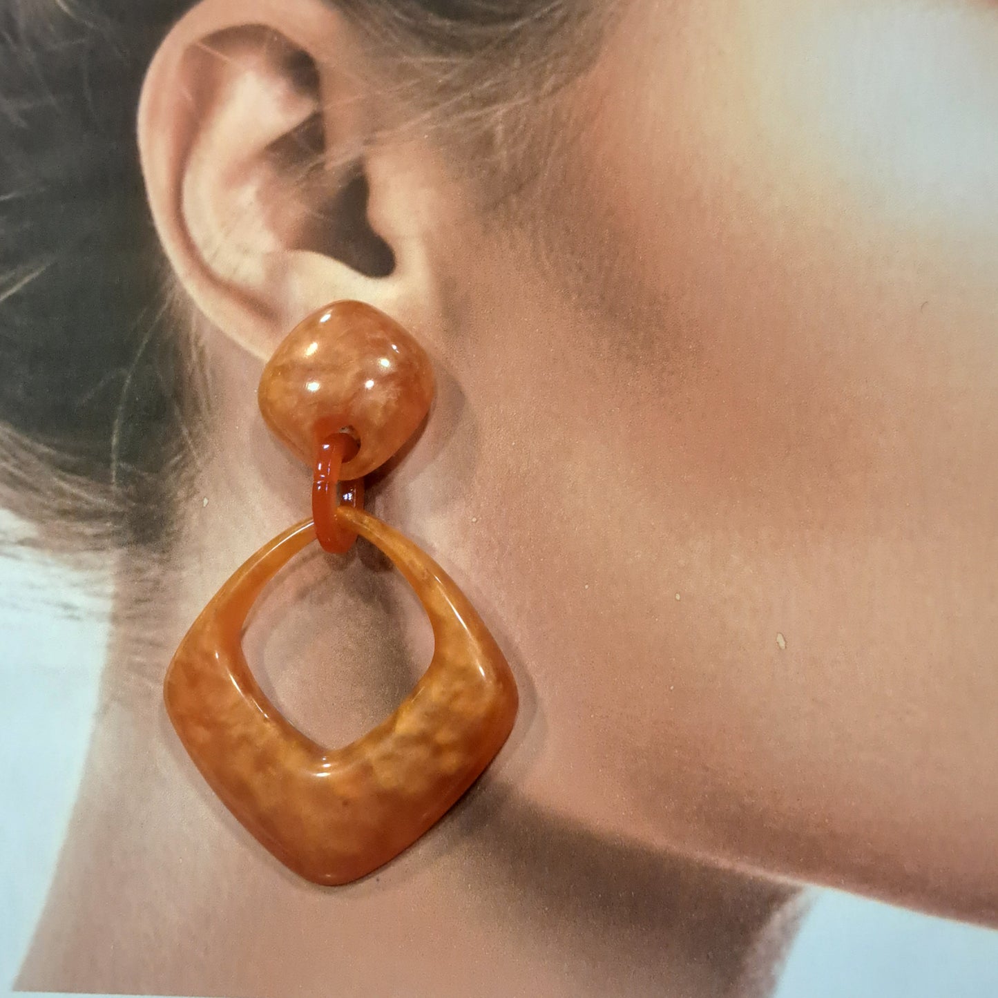 Boucles clips Eliane orange BELLE MISS