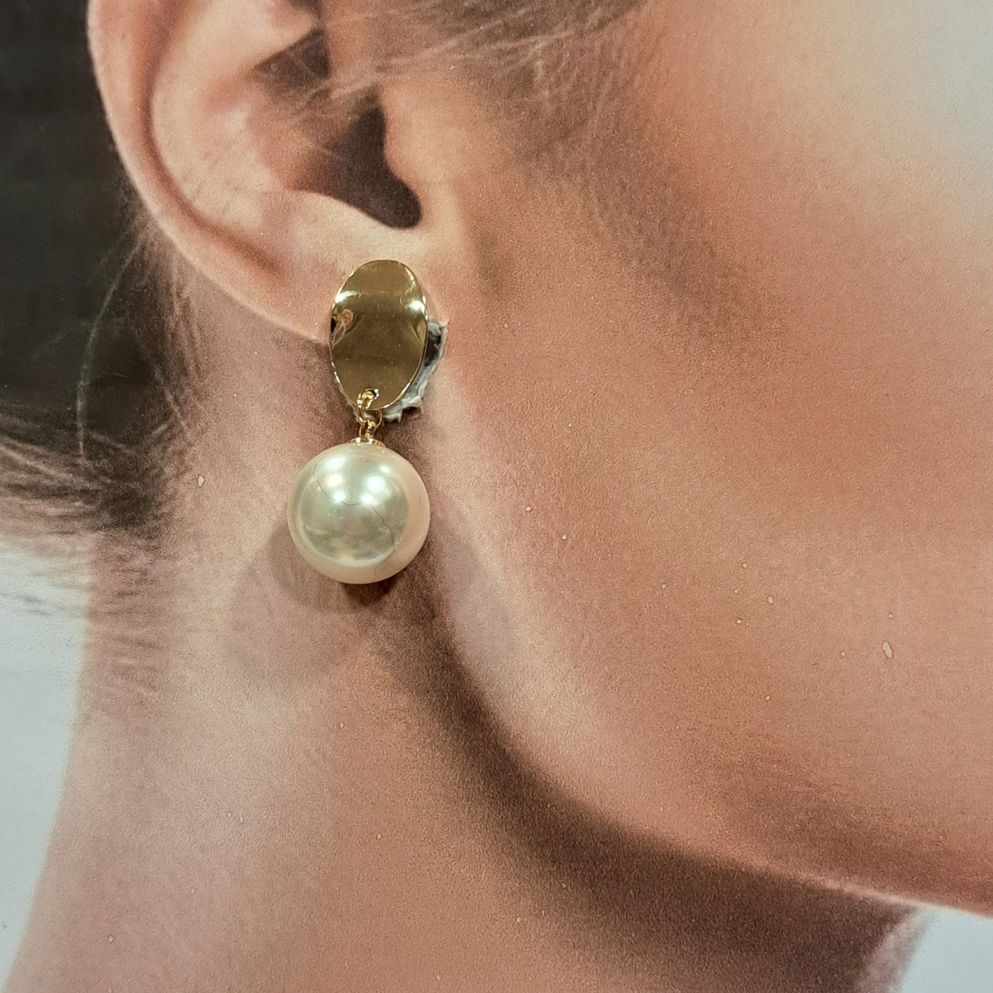 Boucles clips Sheila perle or BELLE MISS