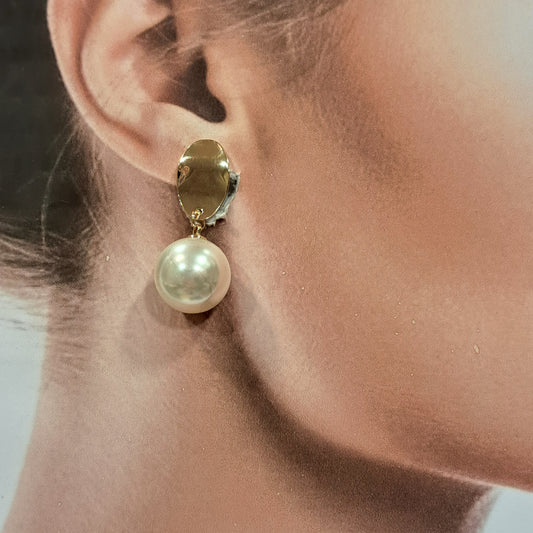 Boucles clips Sheila perle or BELLE MISS