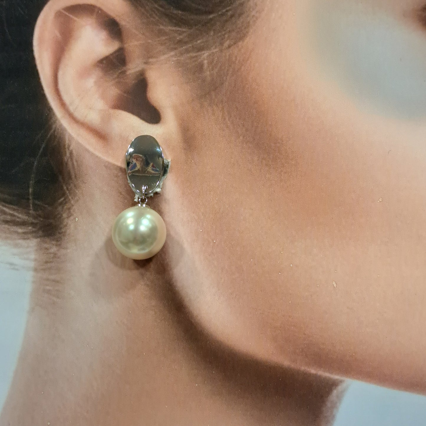 Boucles clips Sheila perle argent BELLE MISS