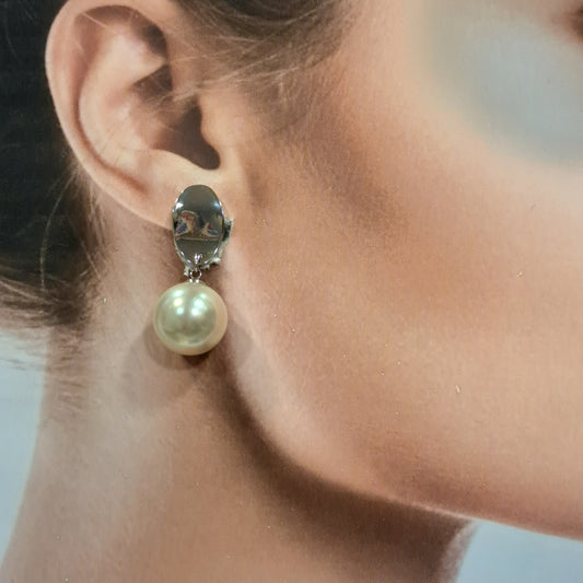 Boucles clips Sheila perle argent BELLE MISS