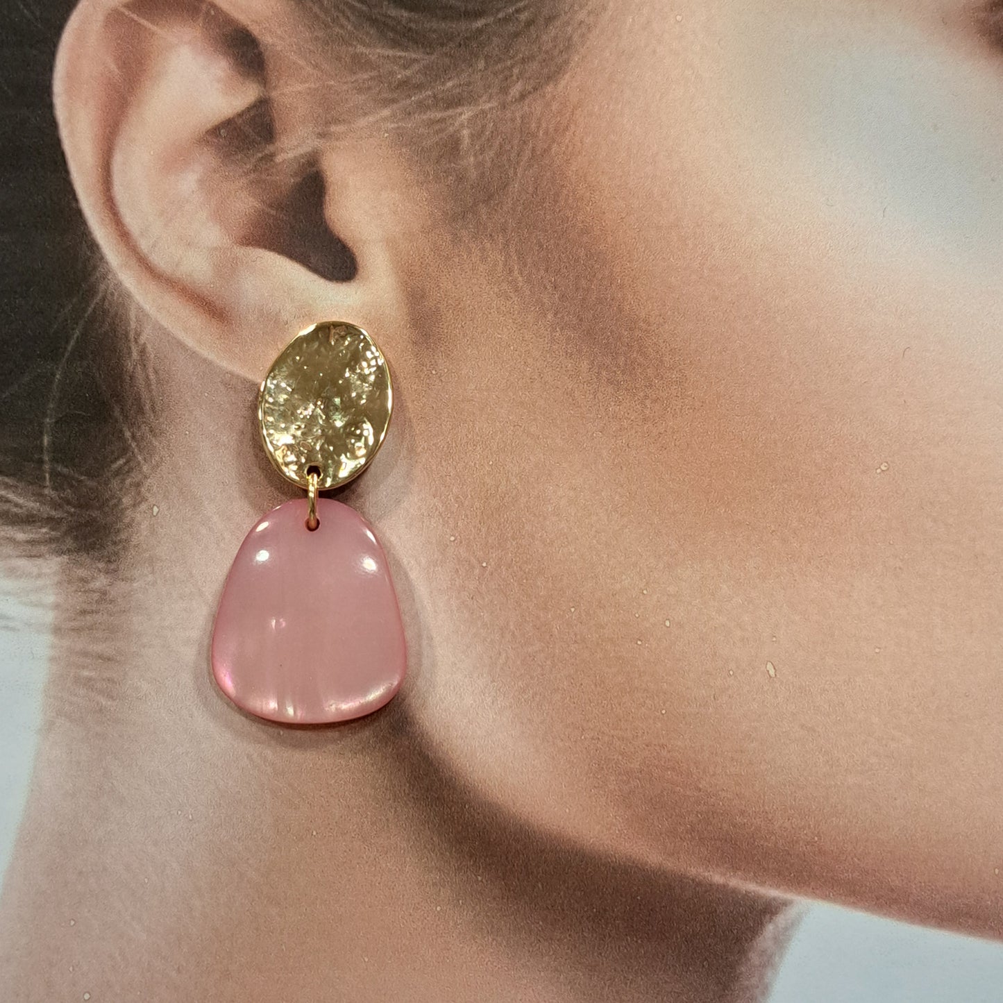 Boucles clips Nejla nacre rose or BELLE MISS