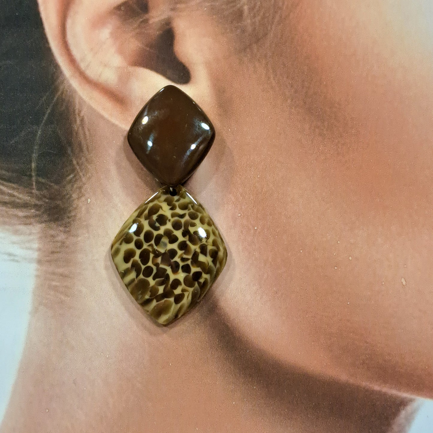 Boucles clips Nousha taches marron BELLE MISS