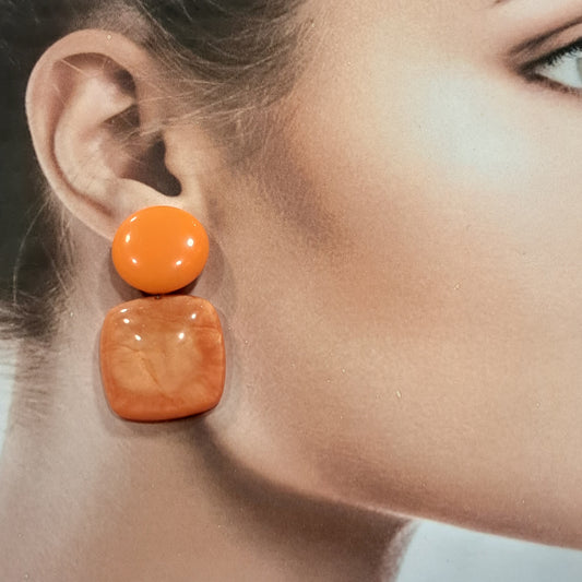 Boucles clips Carré orange BELLE MISS