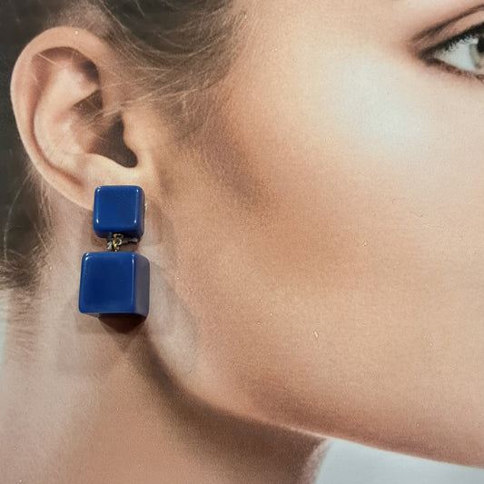 Boucles clips Cube bleu BELLE MISS