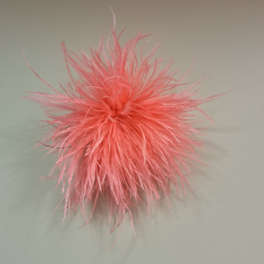 Broche Plume d'autruche rose corail Fancy F