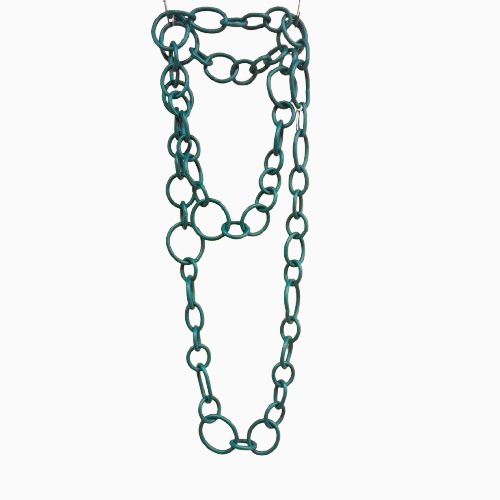 Collier sautoir Maillons bleu pétrole Fancy
