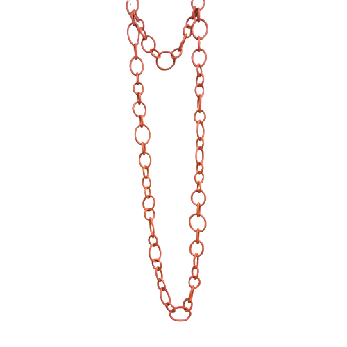 Collier sautoir Maillons orange cuivre Fancy