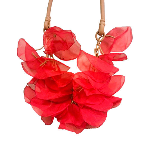 Collier Pétales middle rouge beige  Fancy