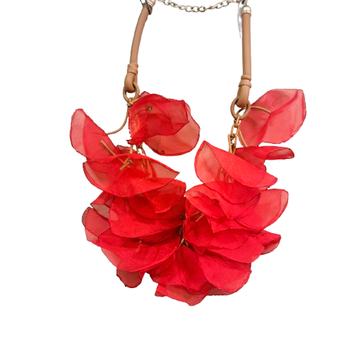 Collier Pétales middle rouge beige  Fancy