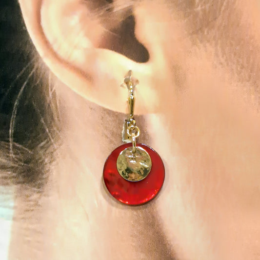 Boucles percées Dormeuse rouge or LA PETITE SARDINE