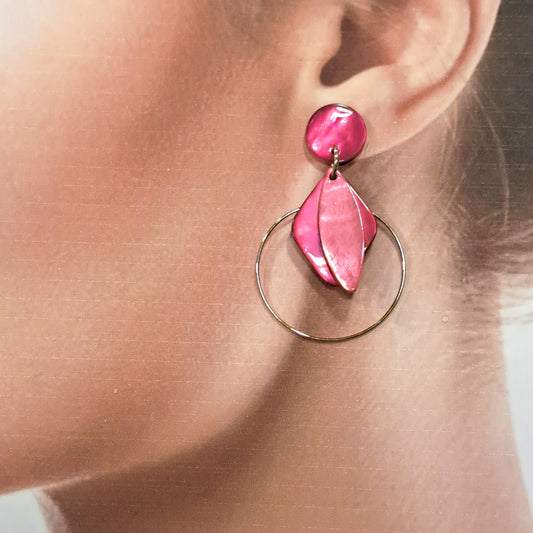 Boucles percées Losange rose fuchsia LA PETITE SARDINE