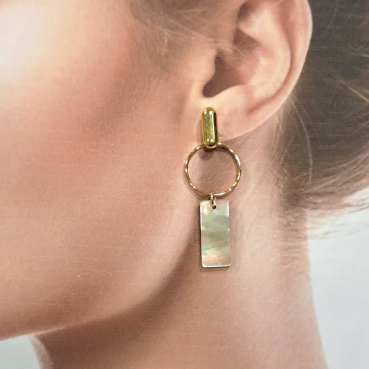Boucles percées Rectangle naturel ivoire LA PETITE SARDINE