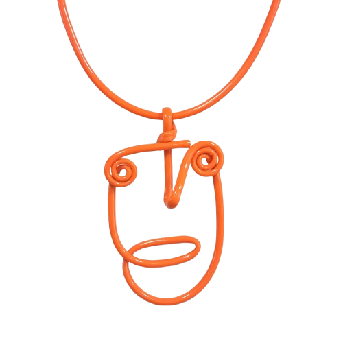 Collier Tête In orange  SAMUEL CORAUX