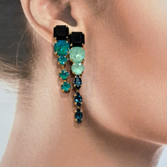 Boucles pendantes clips bleu CREZUS