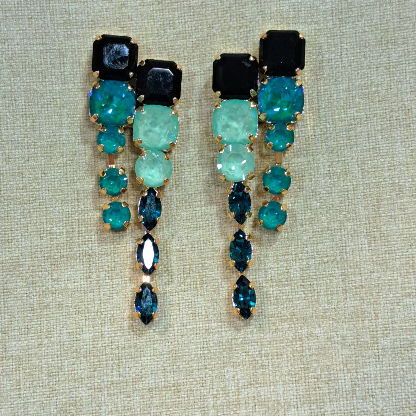 Boucles pendantes clips bleu CREZUS