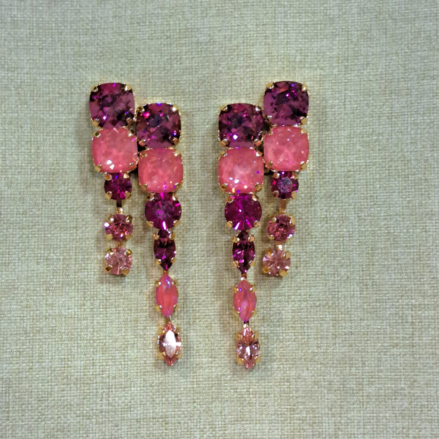 Boucles pendantes clips rose CREZUS