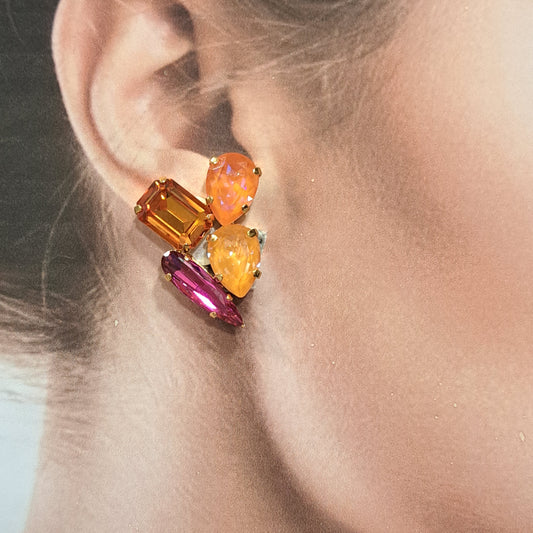 Boucles clips orange rose CREZUS