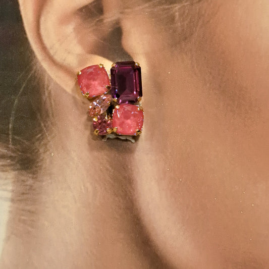 Boucles clips rose CREZUS