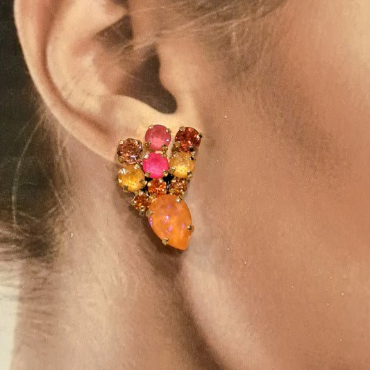 Boucles clips orange rose CREZUS