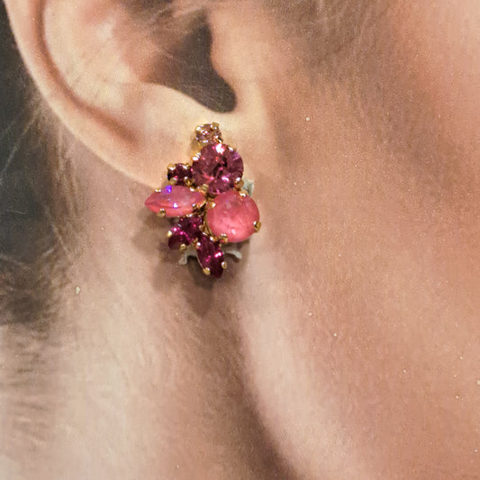 Boucles clips rose CREZUS