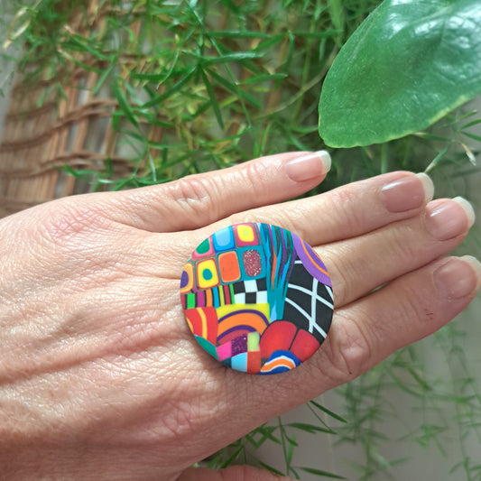 Bague Rond XL multicolore LIZ CREATIONS