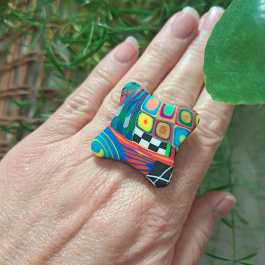 Bague Coussin XL multicolore LIZ CREATIONS