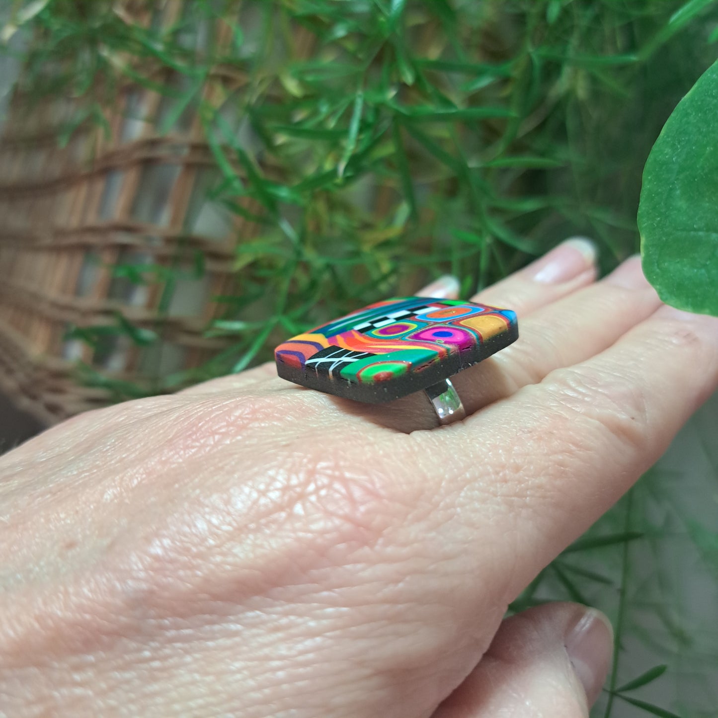 Bague Carré XL multicolore LIZ CREATIONS