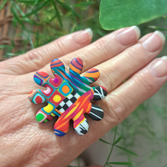 Bague Fleur XL multicolore LIZ CREATIONS