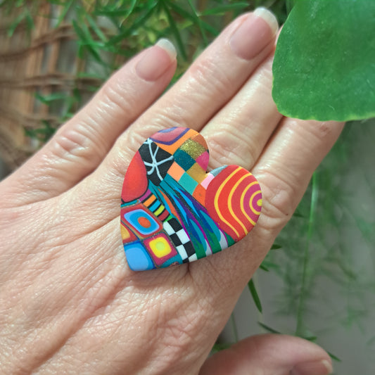 Bague Cœur XL multicolore LIZ CREATIONS