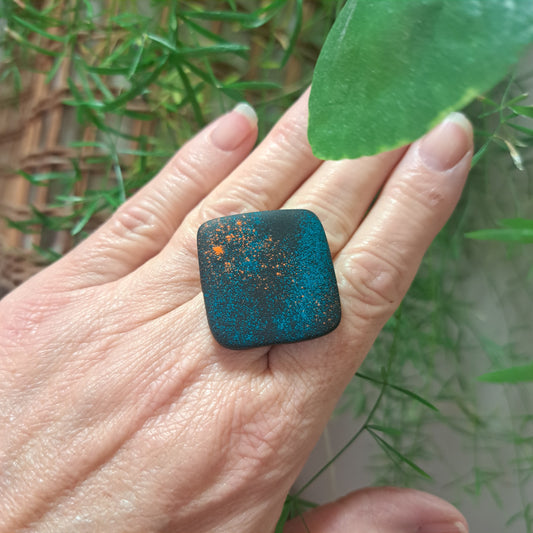 Bague Losange XL noir multicolore LIZ CREATIONS