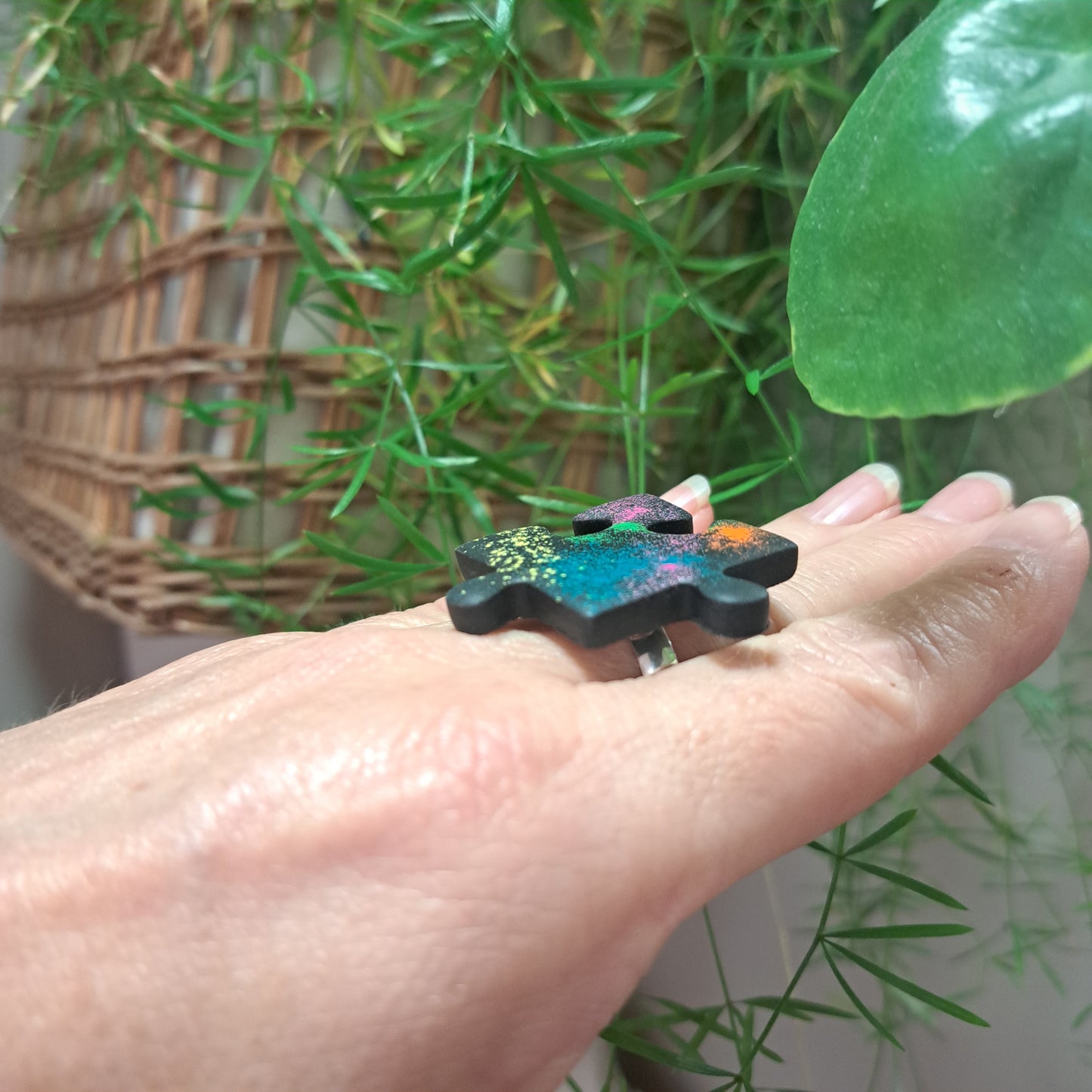 Bague Puzzle XL noir multicolore LIZ CREATIONS