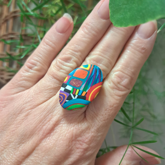Bague Ovale MM multicolore LIZ CREATIONS