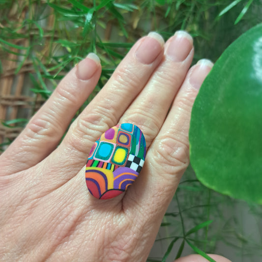 Bague Ovale MM multicolore LIZ CREATIONS