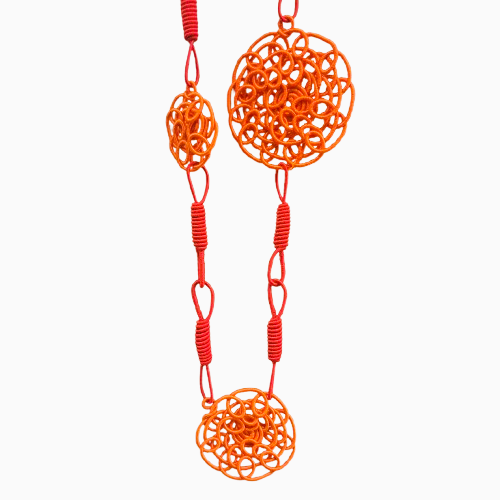 Collier sautoir Cathy orange et rouge NAF BIJOUX