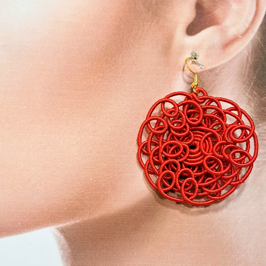 Boucles percées Fili XXL rouge NAF BIJOUX