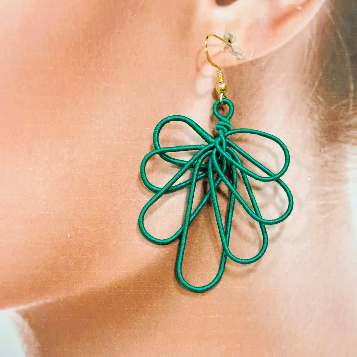 Boucles percées Yassine bleu turquoise vert NAF BIJOUX