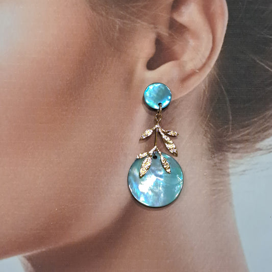 Boucles percées Feuilles bleu pale LA PETITE SARDINE