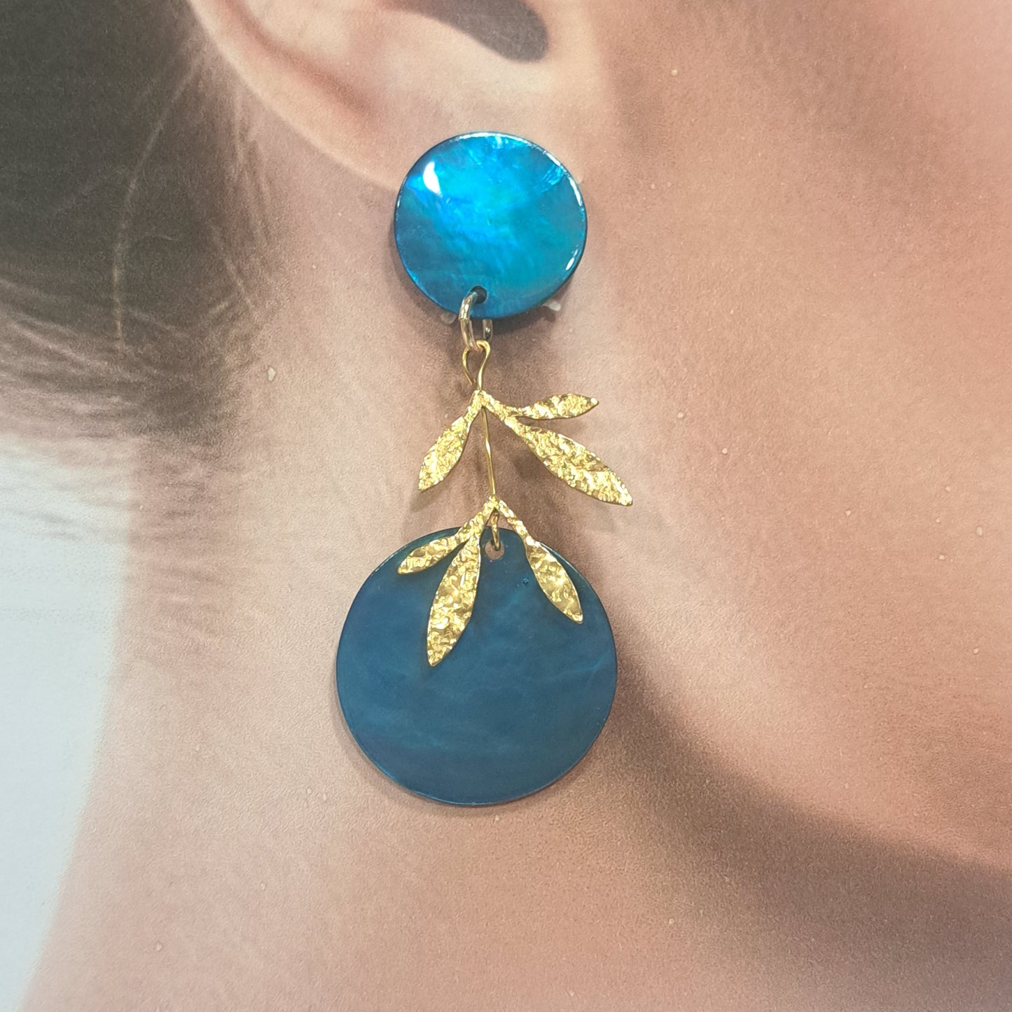 Boucles clips Feuilles bleu LA PETITE SARDINE