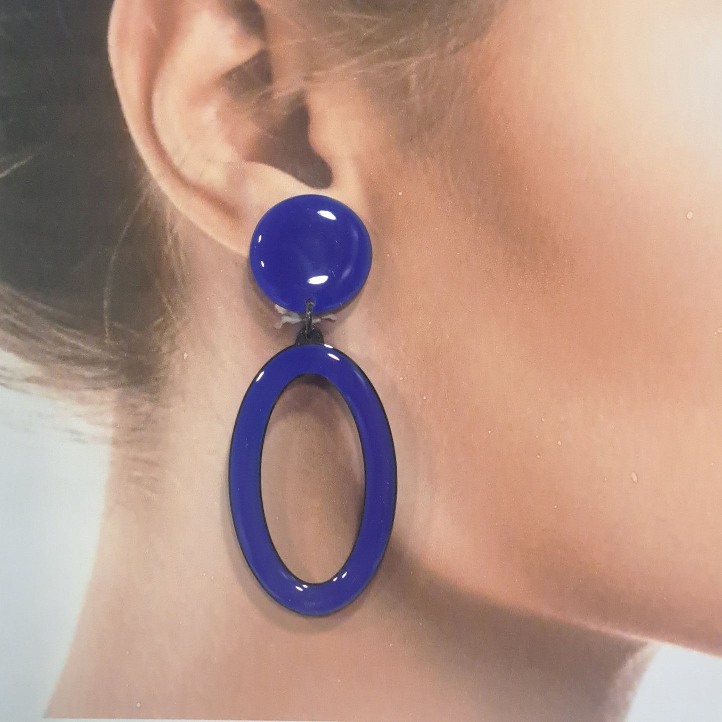 Boucles clips Ovale bleu Electric THIERRY JOO