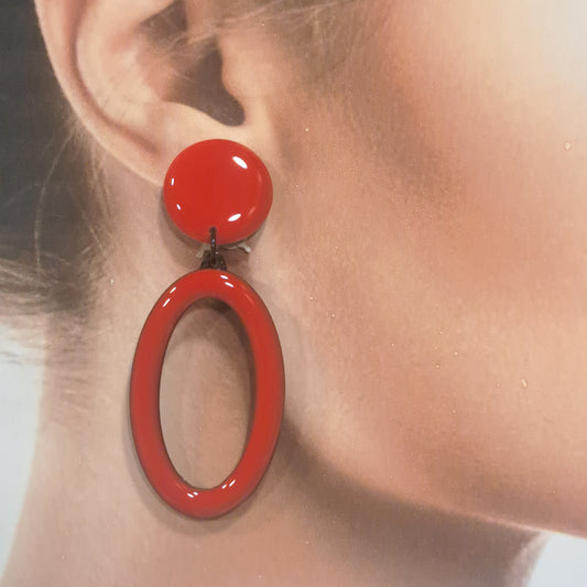Boucles clips Ovale rouge THIERRY JOO