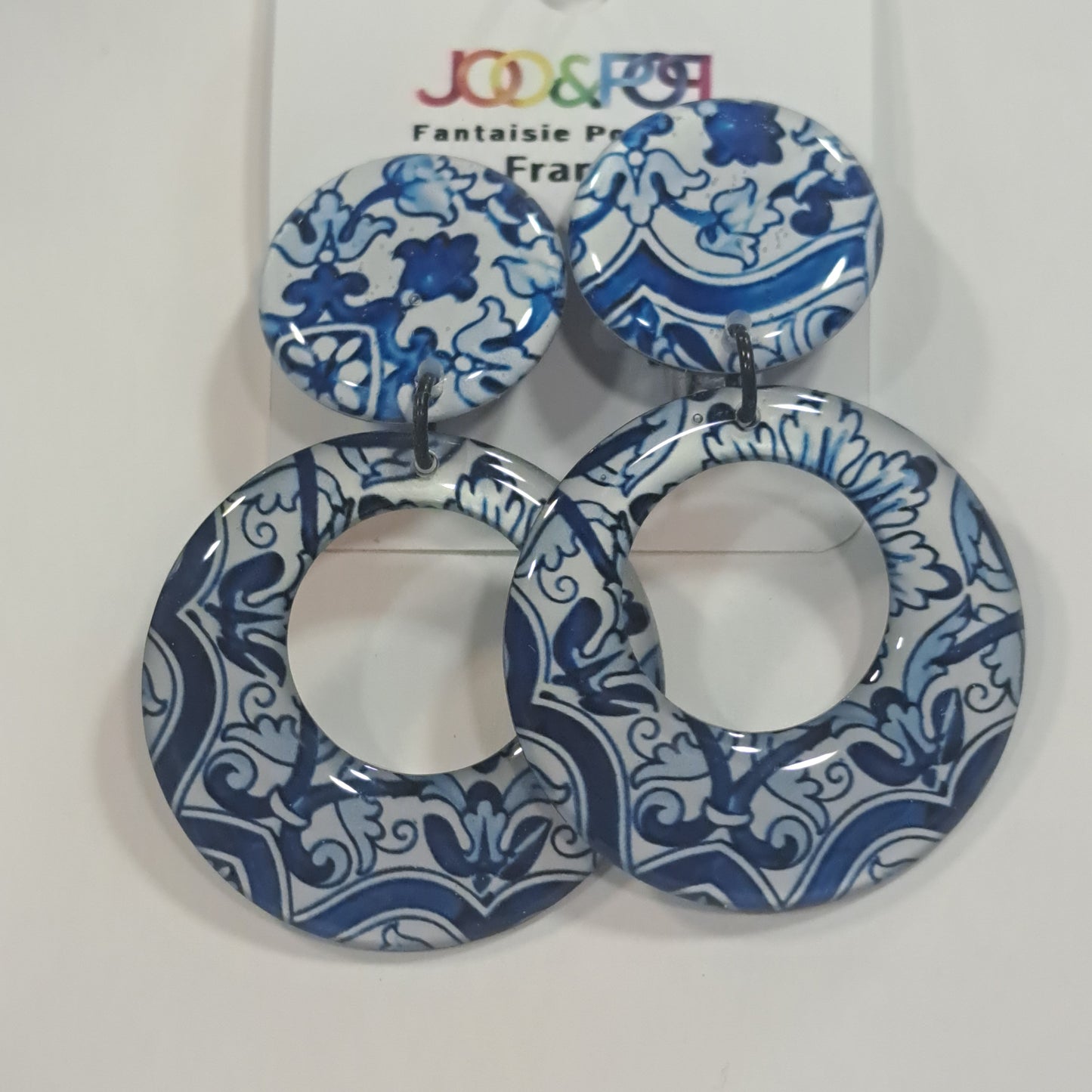 Boucles clips Créole bleu azulejos THIERRYJOO
