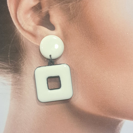 Boucles clips Carré blanc THIERRY JOO