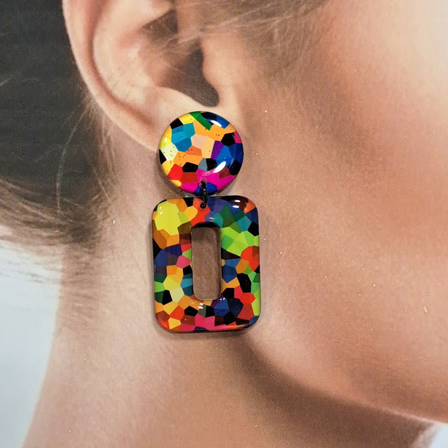 Boucles clips Rectangle PM Mosaïque THIERRY JOO